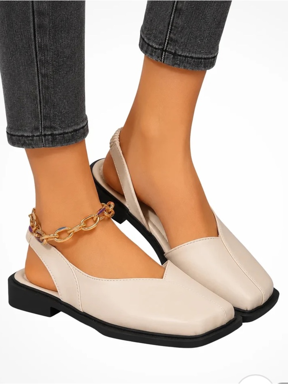 Slingback Square-Toe Flats